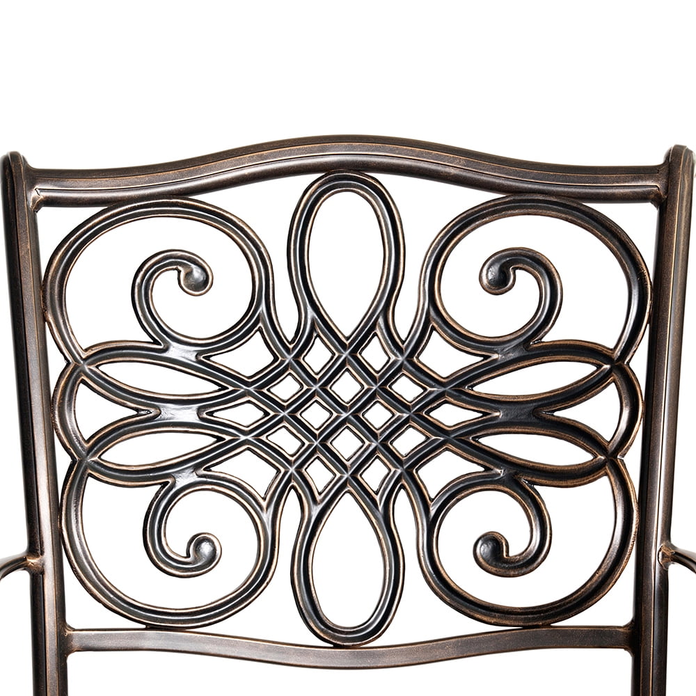 Hanover Traditions 5-Piece Rust-Free Aluminum Outdoor Patio Dining Set with Blue Cushions