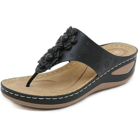 

SHYUU Women s Platform Wedge Thong Sandals - Casual High Heel Cork Flip Flops with Arch Support & Slip-on Ease Flip Flo