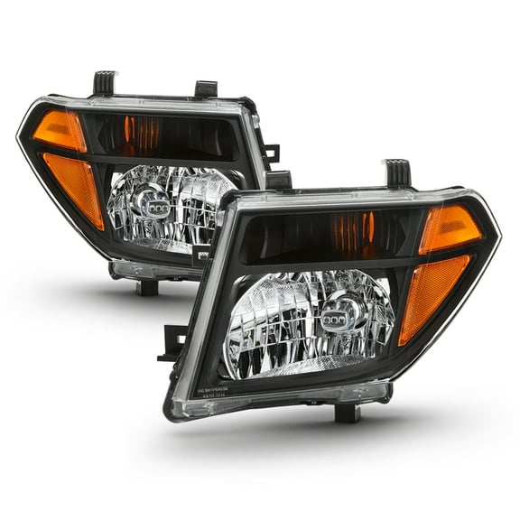 AKKON - Fits 2005-2008 Frontier 2005-2007 Pathfinder [Halogen Models] Black Headlights Replacement Left   Right Pair