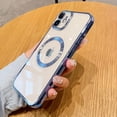 thumbnail image 4 of Compatible with iPhone 11 Magnetic Clear Case,Luxury Plating Bling Transparent Shockproof MagSafe Case with Full Camera Lens Protector for iPhone 11 Women Girl Men-Sky Blue, 4 of 13