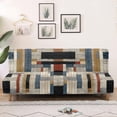 thumbnail image 4 of ZIATUBLES Geometric Color Blocks Stretch Sofa Slipcover Armless Futon Cover, Elastic Couch Cover Furniture Protector Dustproof Washable for Living Room Bedroom, 4 of 9