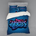 thumbnail image 2 of Ambesonne Fitness Bedding Set 3 Pcs, No Pain No Gain Words, Twin XL, Blue Pink Pale Blue, 2 of 3