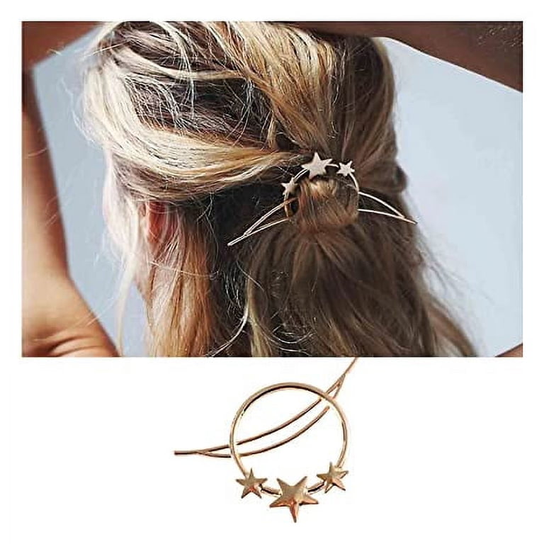 2PCS Circle Star Hair Clip Gold Hollow Circle Hairclips  display picture 3
