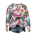 thumbnail image 4 of DPTALR Femmes Noël Casual Imprimé Col Rond Manches Longues Chemisier Sweat-Shirt Tops, 4 of 4