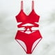 thumbnail image 5 of Trajes de baño Amzcrzy Tankini para mujer, trajes de baño, trajes de baño, bikini, traje de baño de color sólido para mujer + bañador y bikini de moda, traje de baño dividido rojo, S, 5 of 8