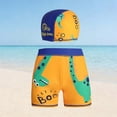 thumbnail image 2 of HAOTAGS Boys Swim Trunks With Cap Set,Pool Dinosaur Print Elastic Waist Swim Shorts With Hat Yellow 9-10, 2 of 6
