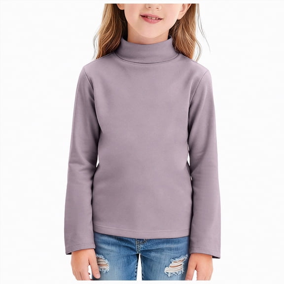 HCNTES Girls Clothes Size 14-16 Girls Long Sleeve Shirts Size 6 Girls Long Sleeve Shirts Soft Cotton Long-Sleeve T-Shirts Basic Tees for Teen Girls Youth(Purple,7-8 Years)
