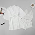 thumbnail image 2 of Tnhcen Women's Sexy Satin Sleepwear 3-Piece Set - Lace Bralette + Elastic Waist Shorts, Plus Size S-XL Silky Smooth Pajama Outfit, 2 of 7