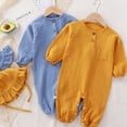 thumbnail image 3 of Popvcly 0-24 Months Newborn Infant Baby Girl Outfit Clothes Toddler Solid Cotton Long Sleeve Bodysuit Romper With Hat 2PCS Jumpsuit Set, 3 of 4