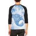 thumbnail image 2 of Distressed Blue Howling Wolf Silhouette Mens Raglan T Shirt, 2 of 2