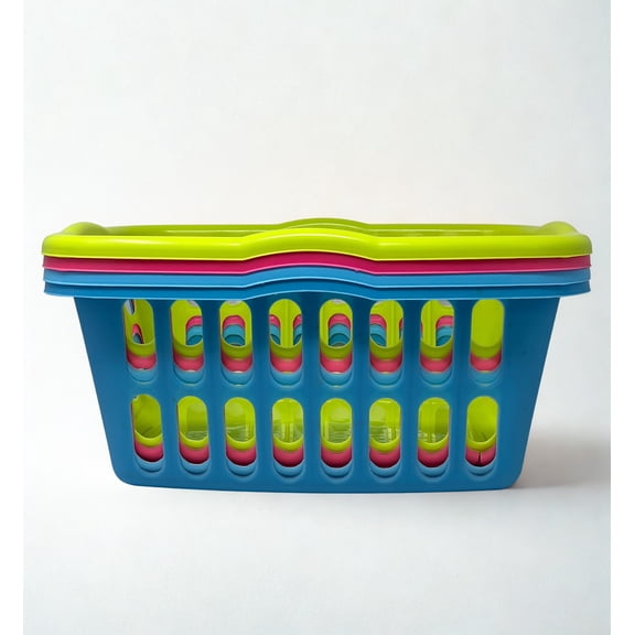 Laundry Basket Oblong Assorted Colors - Pack of 4