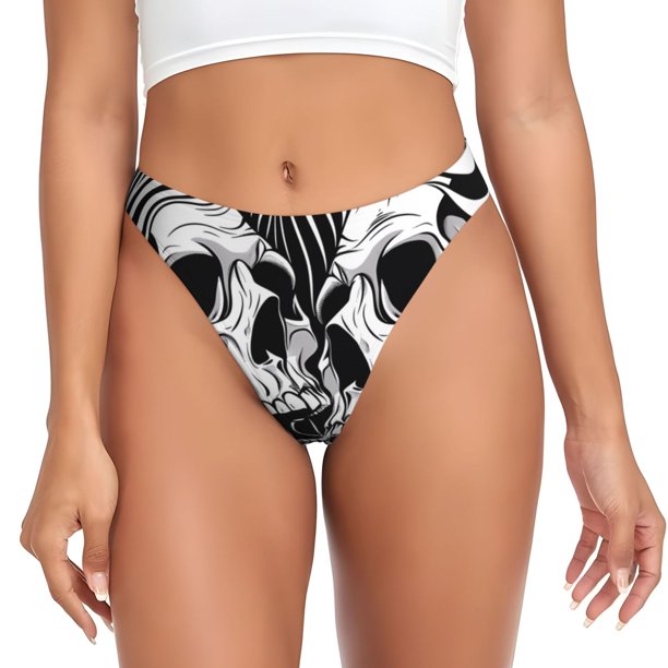 Fotbe Psychedelic Skull Illusion Art Tanga Sin Costuras para Mujer con Estampado – Panties Invisibles, Transpirables y Cómodos para Uso Diario-XX-Large