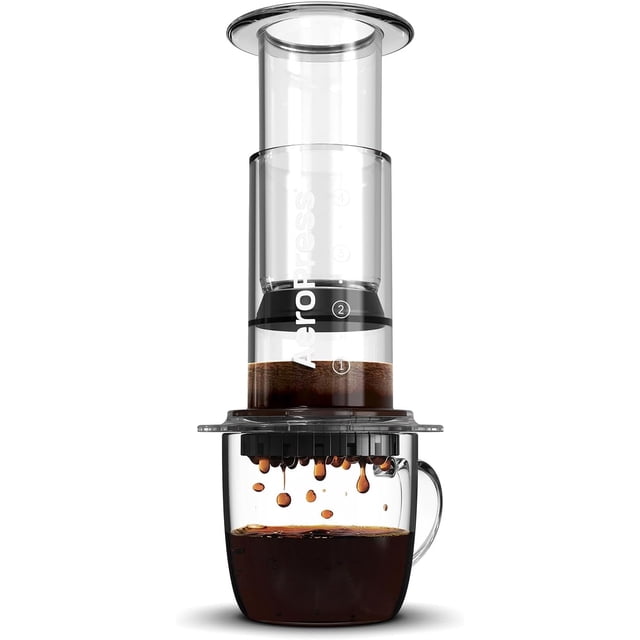 AeroPress Clear Coffee Press \u2013 3 In 1 Brew Method Combines French Press, Pourover, Espresso, Full Bodied Coffee Without Grit or Bitterness, Small Portable Coffee Maker for Camping & Travel, Clear