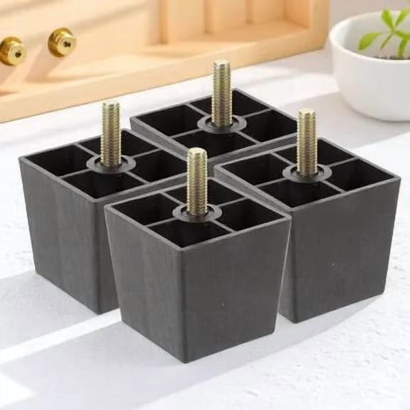 CRILSTYLEO Furniture Legs Set of 4 Black Plastic and Metal for Home Sofa Couch Bed Cabinet Easy Install