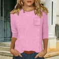 thumbnail image 2 of Seductiva Women's Casual 3/4 Sleeve T-Shirts 3/4 Length Sleeve Women Tops Casual Loose Fit Crew Neck T Shirts Cute Solid Three Quarter Length Tunic Tops Tops Basic Tees Blouses Outfits Workout, 2 of 5