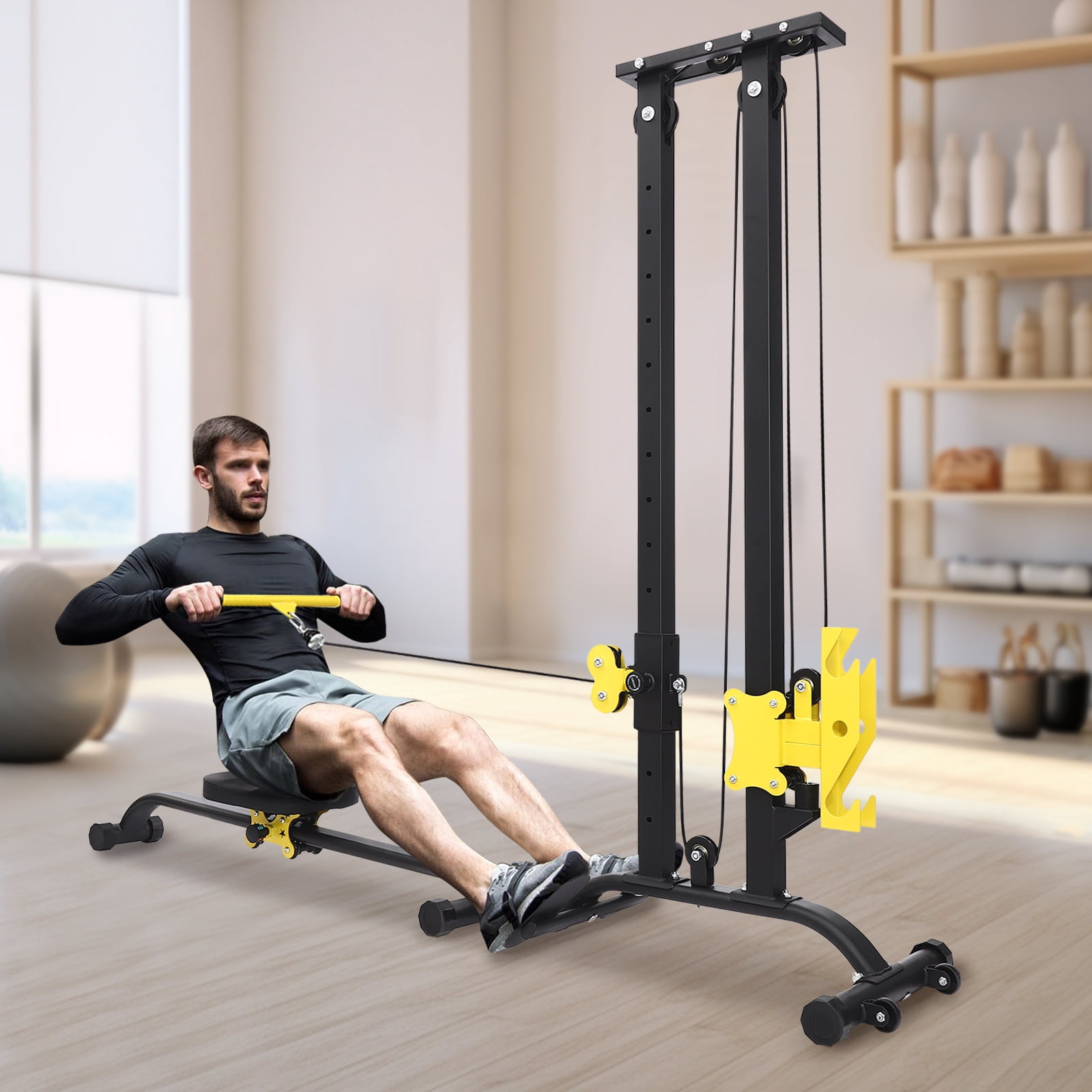 Wildnix Multifunctional Fitness Power Cage, Home Gym Equipment with Adjustable Height, Thickened Cushion, Sturdy Steel Frame for Strength Training