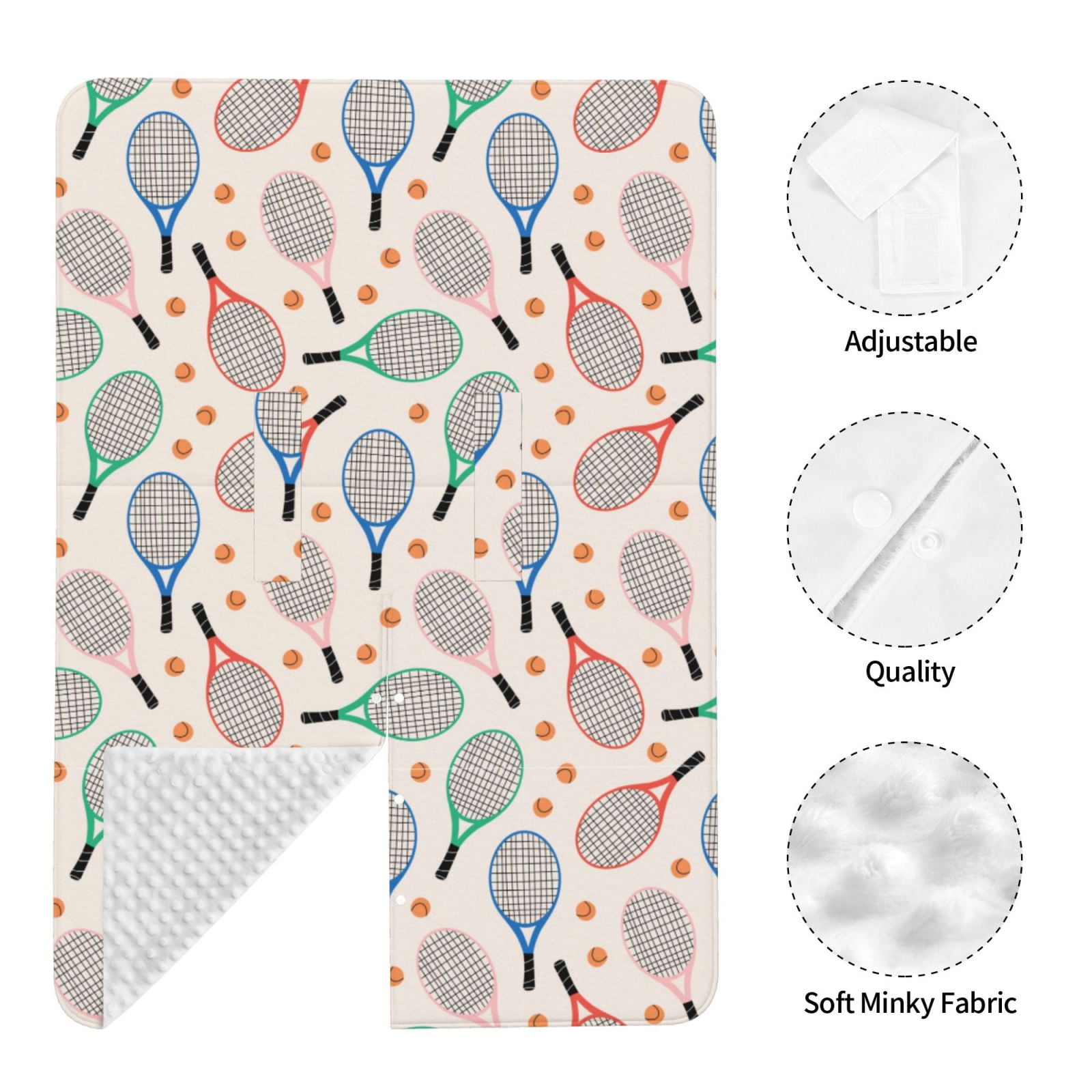 Naloa Cute Tennis Racket Baby Car Seat Cover, Breathable Baby Carrier Cover, Multiuse Baby Carrier Cover & Nursing Breastfeeding Cover