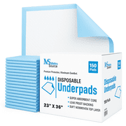 Metro Source 23" x 36" Disposable Underpads, 150 Count | Ultra Absorbent Leak-Proof Bed Pads