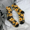 thumbnail image 5 of Disketp Black Marble Pattern Sunflower Unisex Crew Socks Lightweight Breathable Ventilation Ankle Socks, Mid-calf socks for Daily, 5 of 6