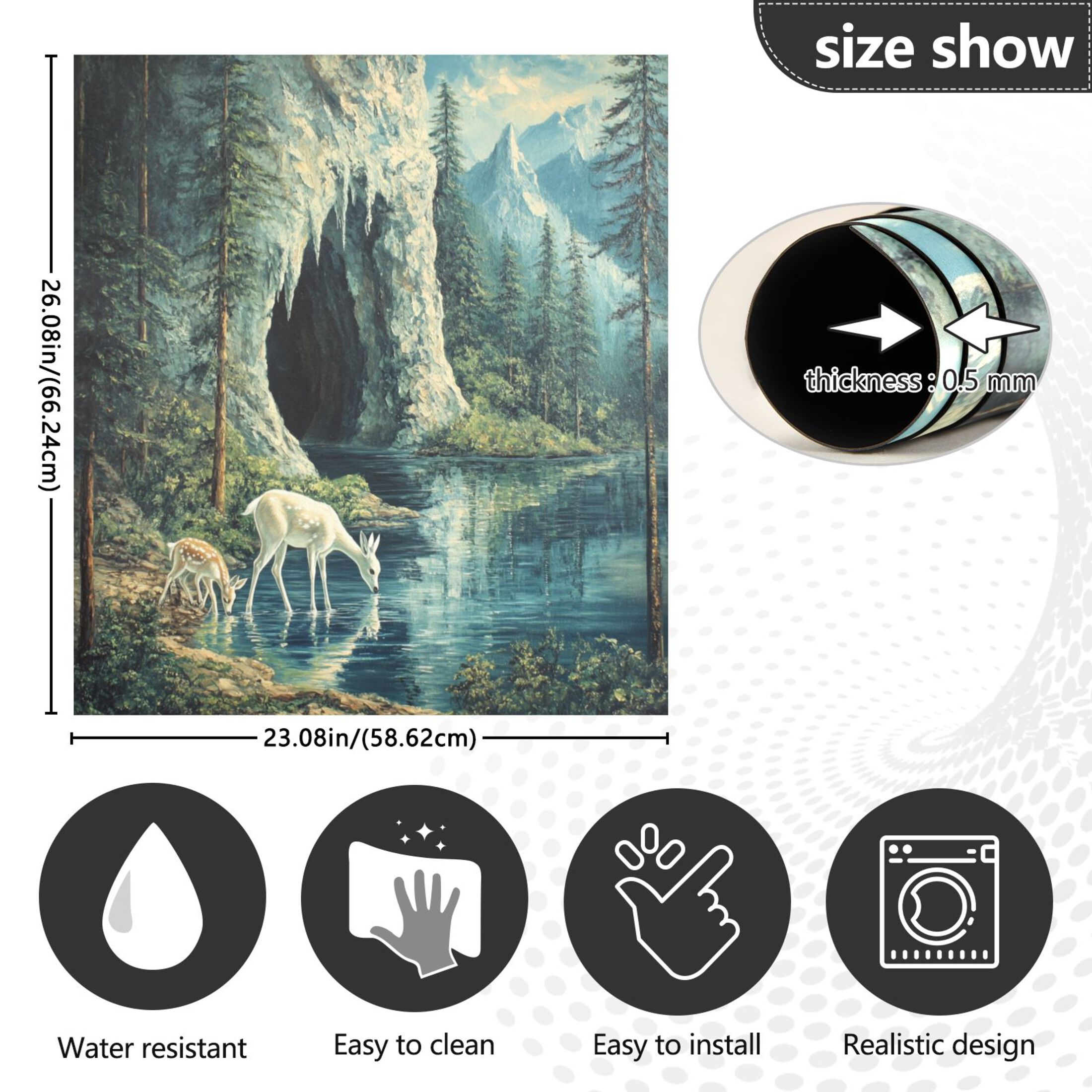 Dishwasher Magnetic Sticker 23x26 Inch Refrigerator Magnetic Sticker Washing Machine Magnetic Sticker Kitchen Panel Magnetic Sticker Home Decor Little Deer Stream Water
