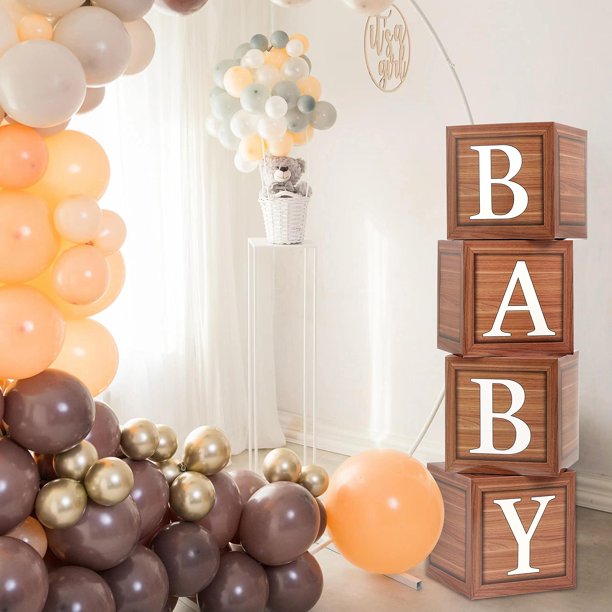 Baby Shower Boxes Party Decorations 4 Wood Grain