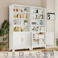 thumbnail image 4 of 71" Tall Metal Storage Cabinet with Doors and 4 Adjustable Shelves, 6-Tier Bookcase, Modern Floor Standing Display Cabinet,  Bookshelf for Study Office Bedroom(White), 4 of 8