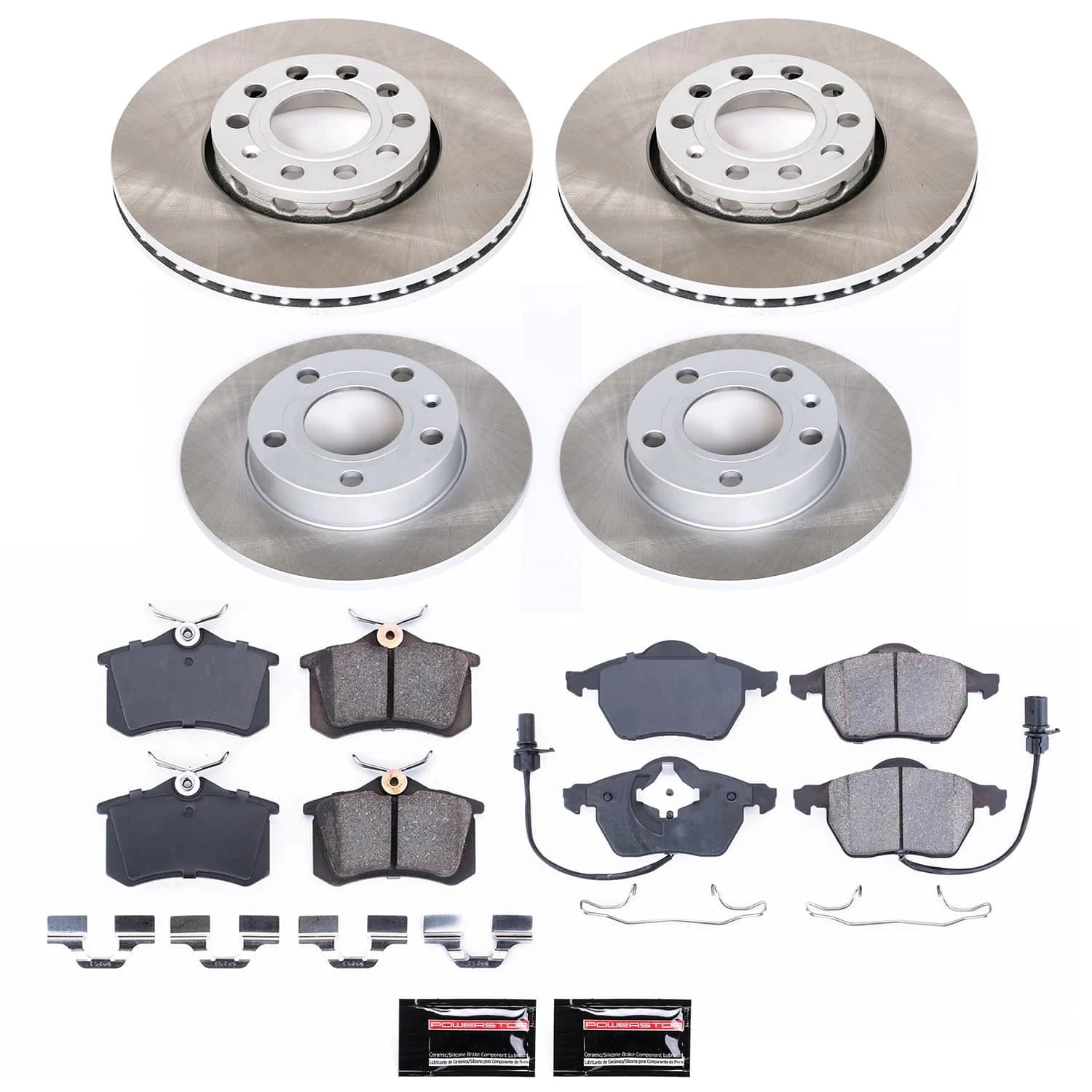 PowerStop Front and Rear Semi-Coated Rotor and Low-Dust Ceramic Brake Pad Kit SC2741