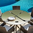 thumbnail image 6 of Sage Green Beige Round Tablecloth, Fitted Table Cover with Elastic for 55"-60" Round Tables, Ombre Ice Hockey Ball Sport Game Table Cloth Outdoor Indoor Dinning Party Waterproof Tablecloths, 6 of 7