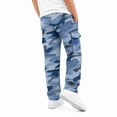 thumbnail image 4 of uvwlwu Boys Camo Cargo Casual Long Pants Drawstring Adjustable Waist Loose Fit Trousers with Multi Pockets for Kids Outdoor Daily Outfit,5-6 Years, 4 of 5