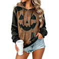 thumbnail image 4 of SJLDQY Halloween Hoodies for Women Pumpkin Face Graphic Hoodie Hallowmas Long Sleeve Casual Patchwork Pullover Hooded Sweatshirts with Pockets, 4 of 6