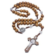 HELEVIA Handmade Wooden Rosary Beads Catholic Cross Necklace Perfect Catholic Gifts