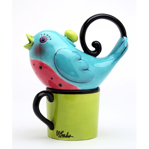 Cosmos Gifts Blue Bird 0.38qt. Teapot Kettle Set for One