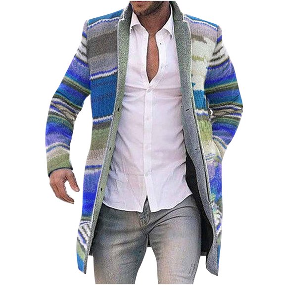 Aoochasliy Mens Winter Coats Clothes Winter Shackets Blazers Length Cardigan Trendy Print Casual Long-sleeved Jacket