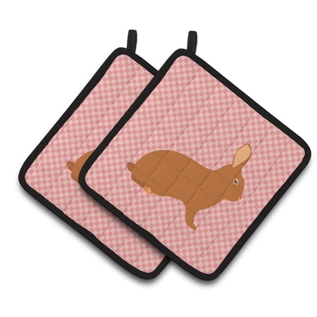 Rex Rabbit Pink Check Pair of Pot Holders