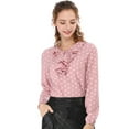 thumbnail image 3 of INSPIRE CHIC Women's Valentine's Day Ruffle Neck Long Sleeve Blouse Shirts XS Pink-Dots, 3 of 9