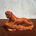 thumbnail image 3 of Rosewood carved tiger figurine, solid wood tiger zodiac animal craft, home office desk decoration., 3 of 3