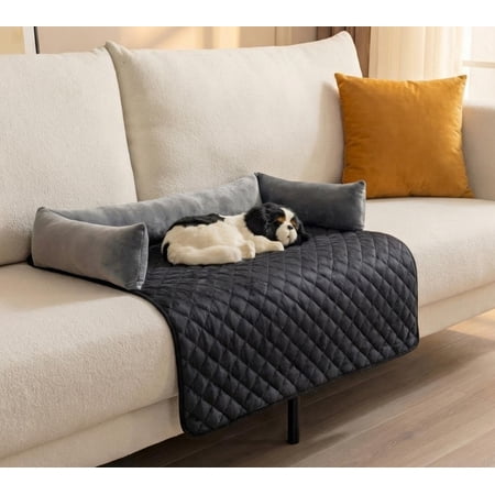Calming Dog Bed Non - Slip Durable Suede Dog Sofa Mat for Couch Furniture Protection Ideal for Small and Medium Dogs and Cats During Relaxing at Home Gray 36 x 36 inch
