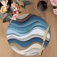 thumbnail image 3 of Blue Beige Ombre Round 15 Inch Placemats Set of 6, Moire Geometric Abstract Modern HeatResistant Non Slip Place Mats for Dining Table, Wipeable Braided Kitchen Table Mats for Housewarming, 3 of 9