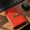 thumbnail image 6 of A5 Lock Diary with Vintage Password Lock, PU Leather Journal 240 Pages Notebook(Red,14.8*21cm / 5.83*8.27in), 6 of 6