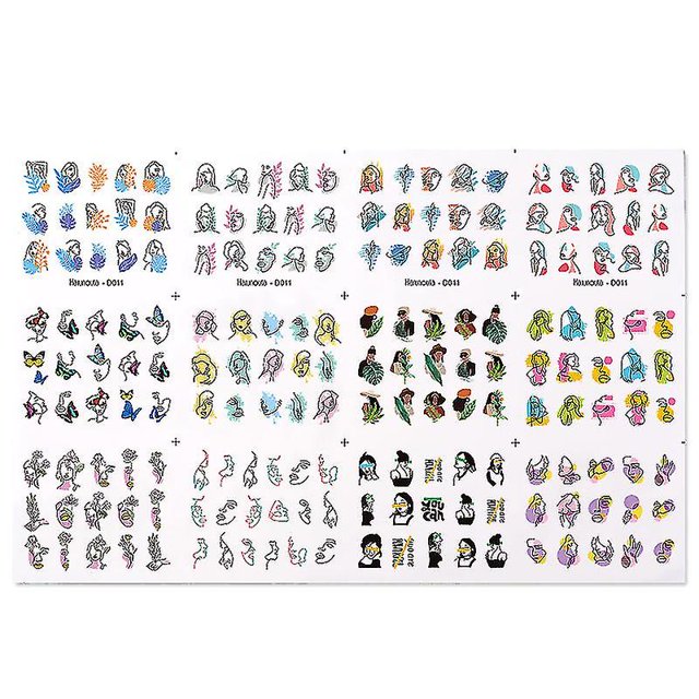 Nail Art Watermark Sticker Set 12 Sheets, A Set Of Butterfly, Fruit Lace, Colorful Flower Nail Stickers