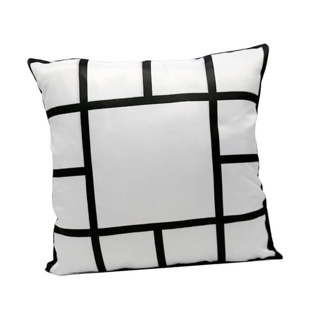 Funda de cojín decorativa para sofá, 40x40 cm, panel liso para sublimación, blanco y negro. 13 rejillas