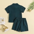 thumbnail image 3 of Baby Boy Clothes Set Button-Down Shirt Tops + Cotton Linen Shorts Summer Outfit with Pockets, 3 of 6