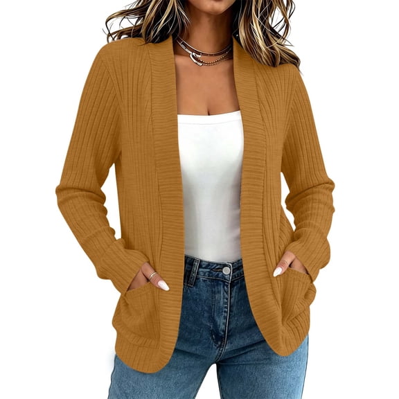Enjoytime Womens Cardigan Long Sleeve Open Front Cropped Cardigans Sweater Soft Lightweight Casual Ribbed Knit Coat