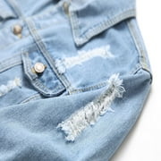 LZLER Casual Jean Jacket for Men Ripped Sports Denim Jacket