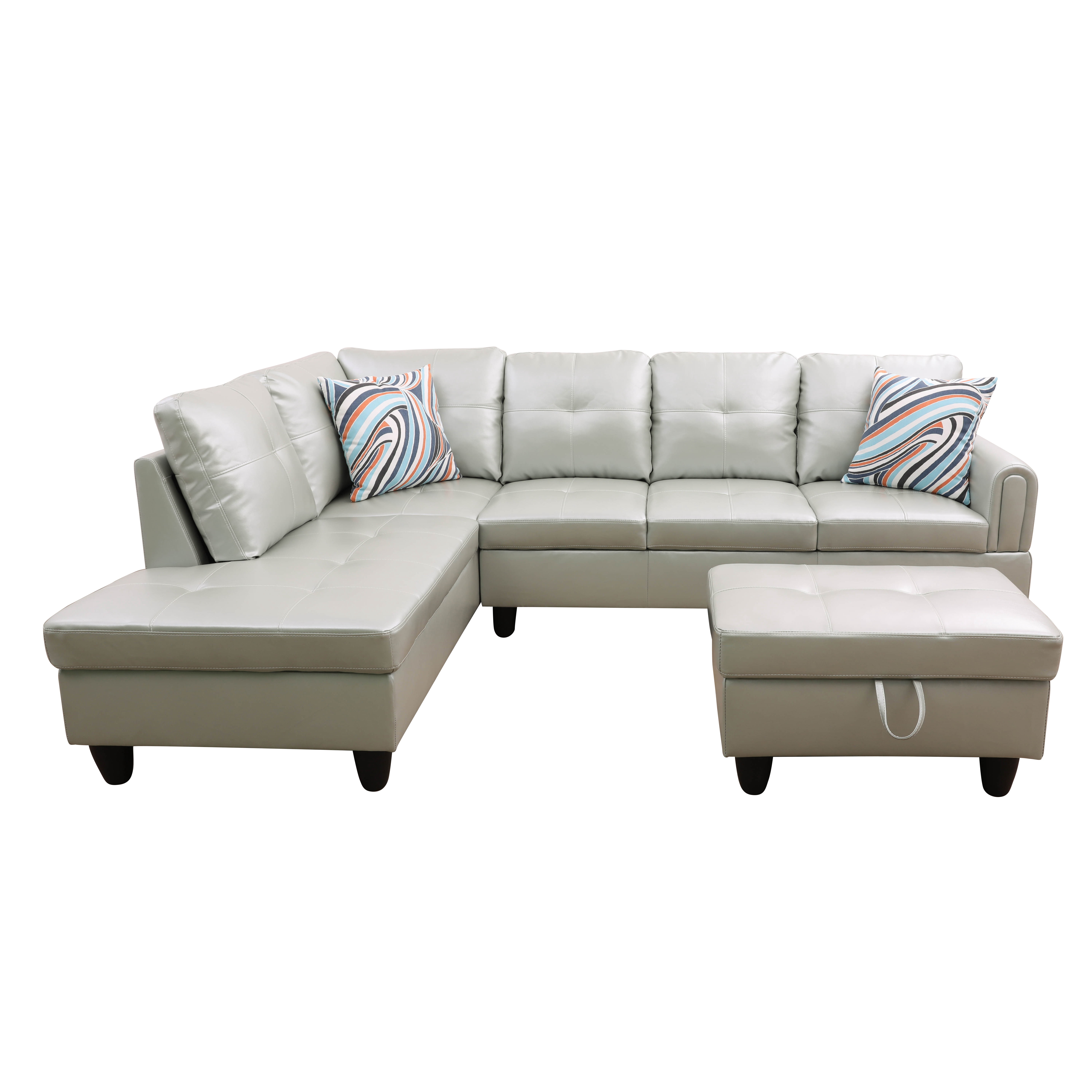 MAYEERTY Modern Adult 3-Piece Couch Living Room Sofa Set，Silver Green