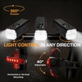 thumbnail image 6 of Behome Rechargeable Bike Light with 5+4 Light Modes, Waterproof Bicycle Light for Night Riding, Bicycle Headlight Set, Bike Light Front and Back Light for Road, Mountain, Night Riding, 6 of 7