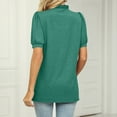 thumbnail image 6 of Homenesgenics Womens Tops under $5 Fashion Women's Casual Solid Color Stand-up V-Neck Short Sleeve Shirts Tops Blouse Green L, 6 of 6