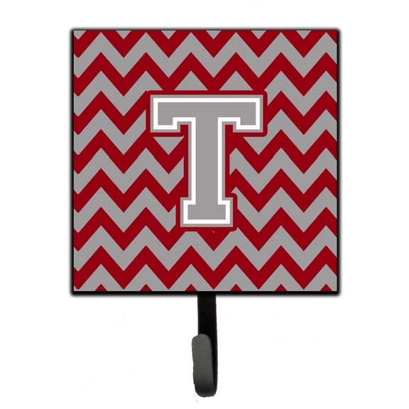 Letter T Chevron Crimson and Grey   Leash or Key Holder