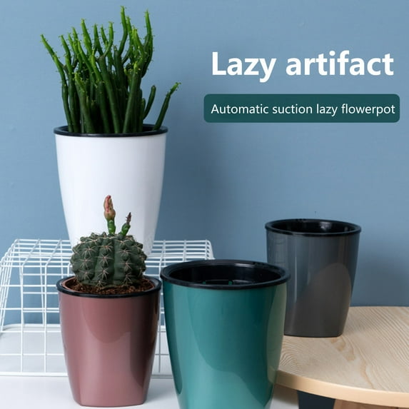 Cheers US Plastic Planter,Self Watering Pots and Planters with Inner Pot White Flower Plant Pot for Indoor Plants,Flowers,Herbs, African Violets,Succulents