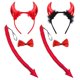 thumbnail image 1 of 6 piezas Diadema de cuernos de diablo de Halloween Pajarita Cola Orejas de diablos rojos Aros para el cabello Bandas Pajarita Animal Tocado de vaca Diadema para mujeres Festival de vacaciones de Navid, 1 of 5